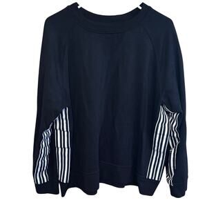 Avia Black Pullover Sweatshirt with Striped Side Panels Women’s XXL